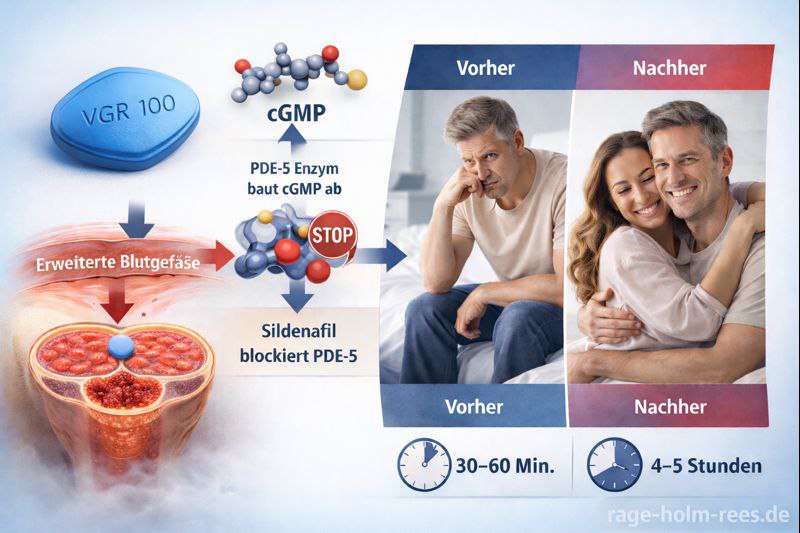 Viagra (Sildenafil): Wirkmechanismus, Wirkungseintritt und Dauer